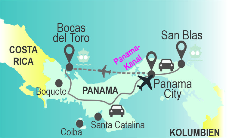 Route Panama 2 Panama Route Panama fuer Flashpacker und Familien, Route zum Nachreisen für 2 Wochen