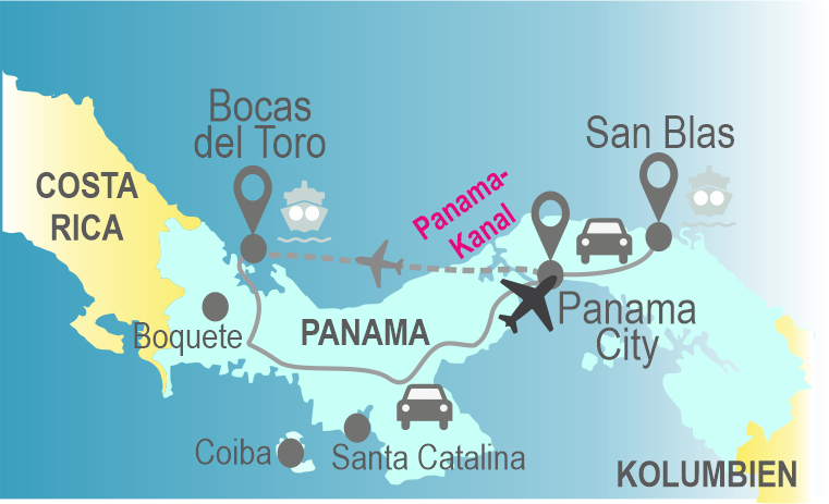 Route Panama 2 Panama Route Panama fuer Flashpacker und Familien, Route zum Nachreisen für 2 Wochen