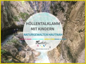 Deutschland, Garmisch-Partenkirchen, Hoellentalklamm mit Kindern